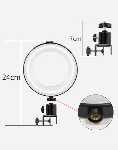 Desktop Clip 6 Inch Ring Light