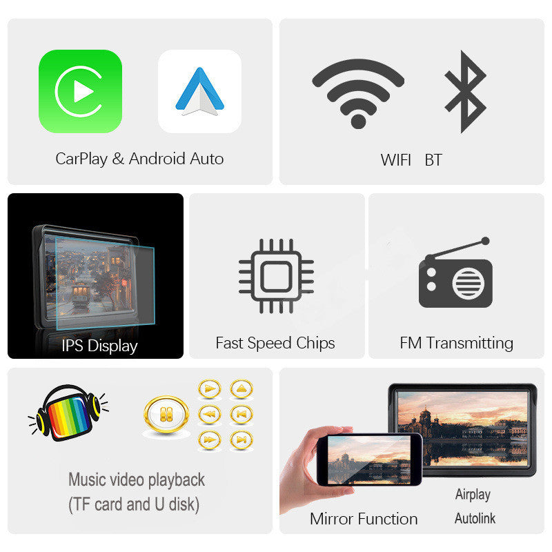 7 Inch IPS Car Smart Screen Wireless Carplay Projection Screen Navigation