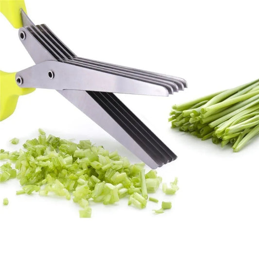 Multi-layer Green Onion Scissors Stainless Steel Onion Cutting Knife