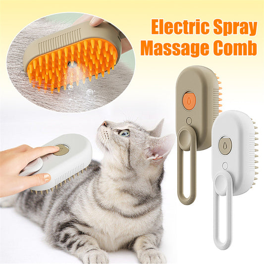 Pet Dog Cat Steam Brush 3 In 1 Electric Spray For Massage Pet Grooming Hair Removal