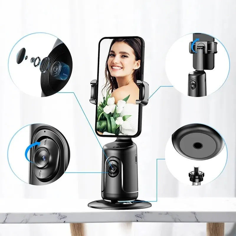 360 Auto Face Tracking Gimbal AI Phone Holder For Smartphone Video Vlog Live Calls